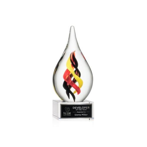 Awards and Plaques - Glass Trophies - Art Glass Trophies - McCauley on Plated Crystal Base - Clear
