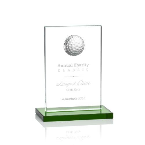 Awards and Plaques - Crystal Trophies - Carson Golf Green Rectangle Crystal Trophy