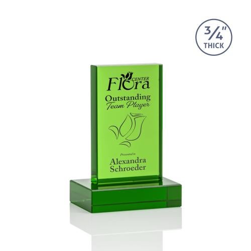 Awards and Plaques - Crystal Trophies - Cartwright Green Rectangle Crystal Trophy