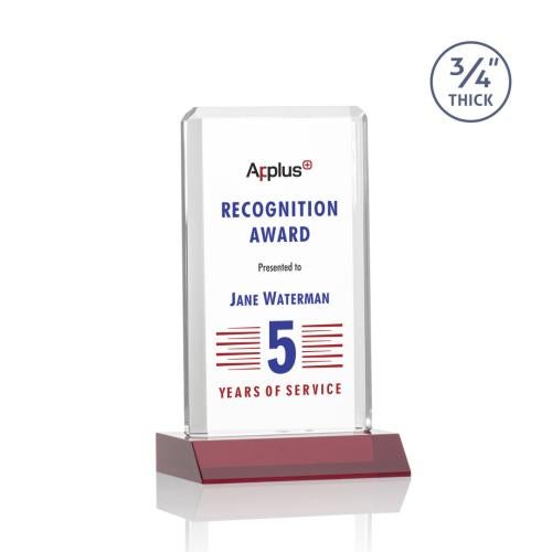 Awards and Plaques - Custom Trophies - Stubbs Full Color Red Rectangle Crystal Trophy