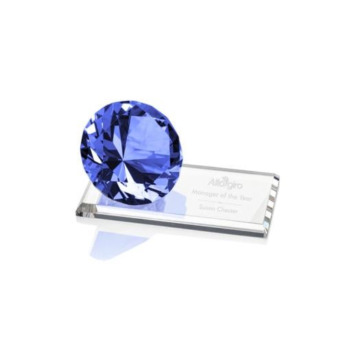 Awards and Plaques - Crystal Trophies - Diamond on Starfire Sapphire Crystal Trophy
