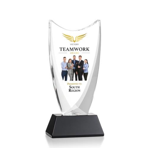 Awards and Plaques - Crystal Trophies - Singleton Full Color Black Peaks Crystal Trophy