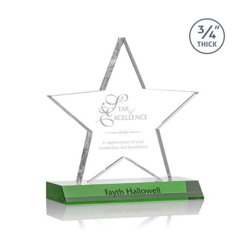 Awards and Plaques - Crystal Trophies - Ibarra Star Green Crystal Trophy