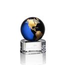 Sawyer Blue/Gold Globe Crystal Trophy