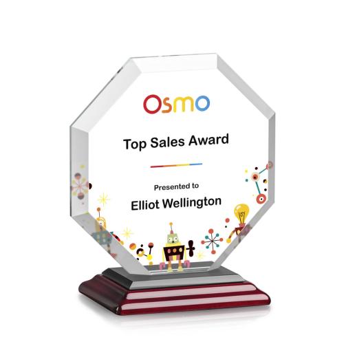 Awards and Plaques - Crystal Trophies - Elder Full Color Wood Polygon Crystal Trophy