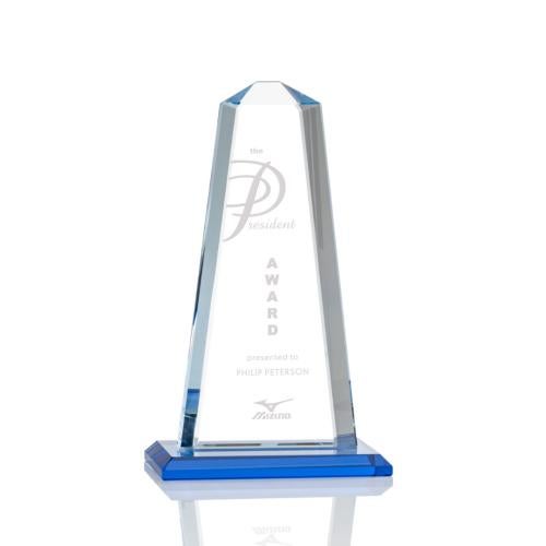 Awards and Plaques - Crystal Trophies - Driscoll Sky Blue Towers Crystal Trophy