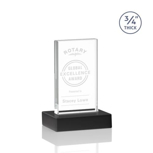 Awards and Plaques - Crystal Trophies - Barlow Black Rectangle Crystal Trophy