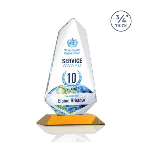Awards and Plaques - Crystal Trophies - McMullen Full Color Amber Unique Crystal Trophy