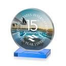 Drummond Full Color Sky Blue Circle Crystal Trophy