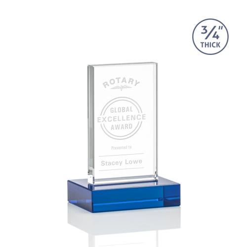 Awards and Plaques - Crystal Trophies - Barlow Blue Rectangle Crystal Trophy