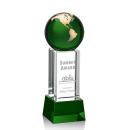 Caballero on Base Green/Gold Globe Crystal Trophy