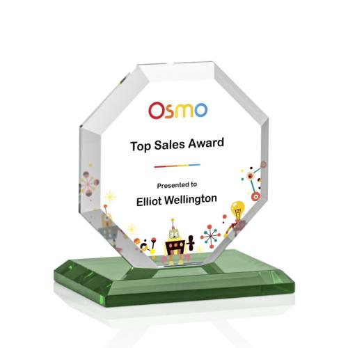 Awards and Plaques - Crystal Trophies - Elder Full Color Green Polygon Crystal Trophy