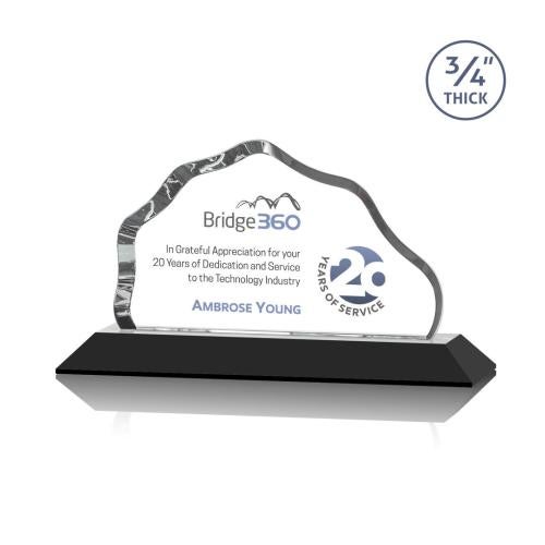 Awards and Plaques - Crystal Trophies - Hagen Full Color Black Crystal Trophy