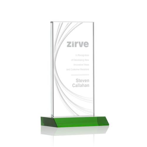 Awards and Plaques - Crystal Trophies - Daugherty Liquid™ Green Rectangle Crystal Trophy