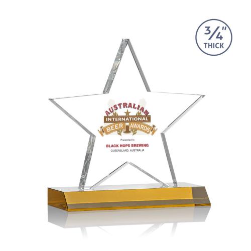 Awards and Plaques - Crystal Trophies - Ibarra Full Color Amber Crystal Trophy