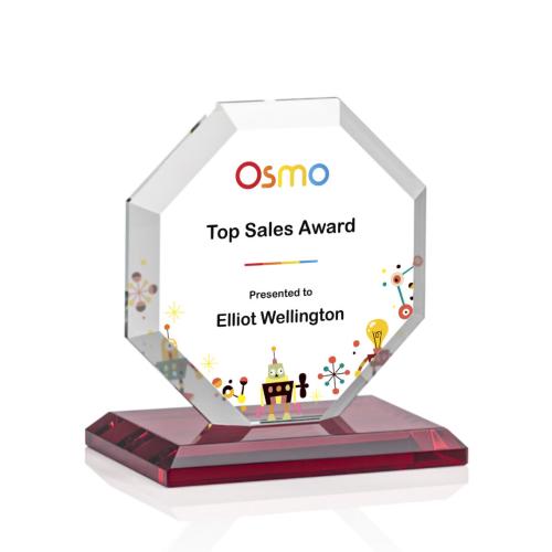 Awards and Plaques - Crystal Trophies - Elder Full Color Red Polygon Crystal Trophy