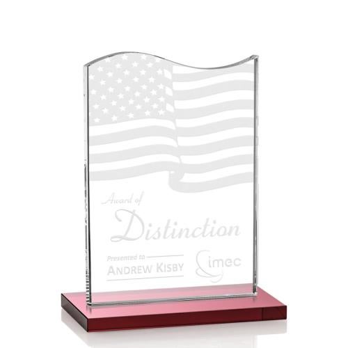 Awards and Plaques - Crystal Trophies - Dobbs Red Unique Crystal Trophy