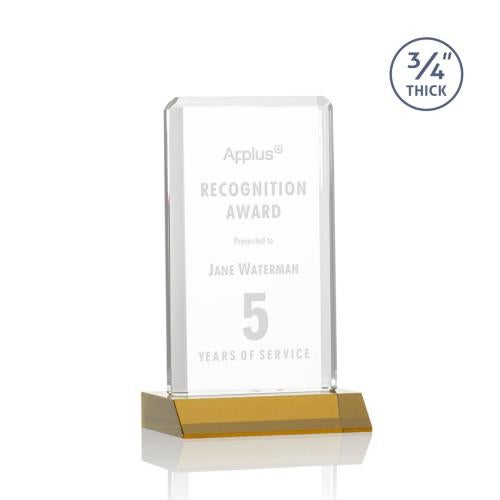 Awards and Plaques - Crystal Trophies - Stubbs Amber Rectangle Crystal Trophy