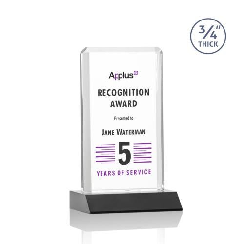 Awards and Plaques - Custom Trophies - Stubbs Full Color Black Rectangle Crystal Trophy
