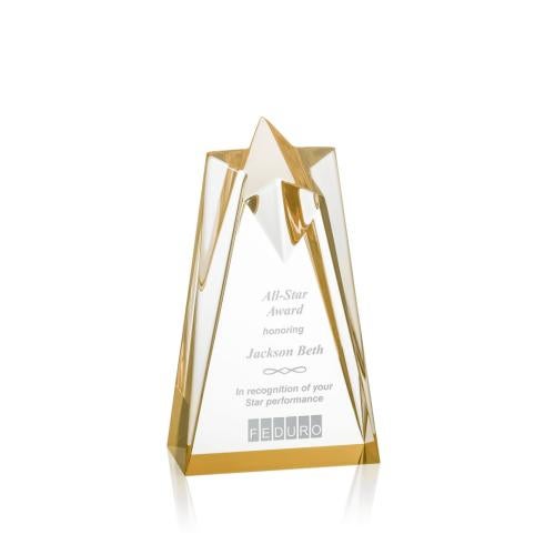 Awards and Plaques - Acrylic Trophies - Hammer Star Gold Acrylic Trophy