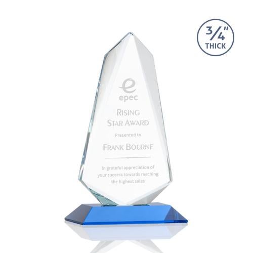 Awards and Plaques - Crystal Trophies - McMullen Sky Blue Unique Crystal Trophy