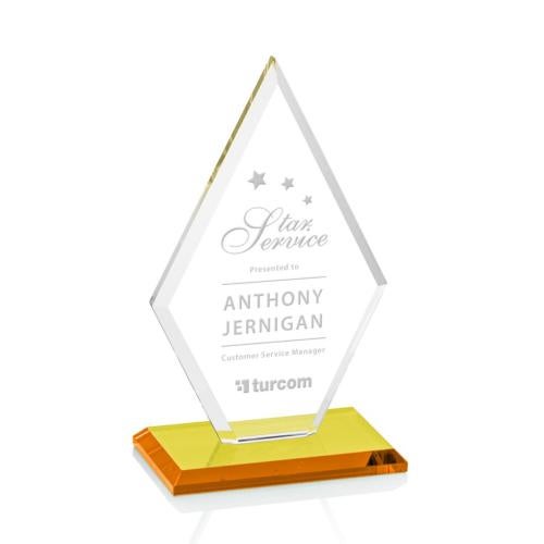 Awards and Plaques - Crystal Trophies - Spicer Amber Crystal Trophy