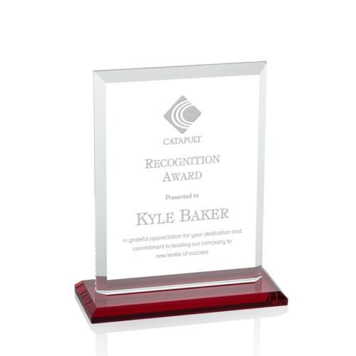 Awards and Plaques - Crystal Trophies - Villa Red Rectangle Crystal Trophy