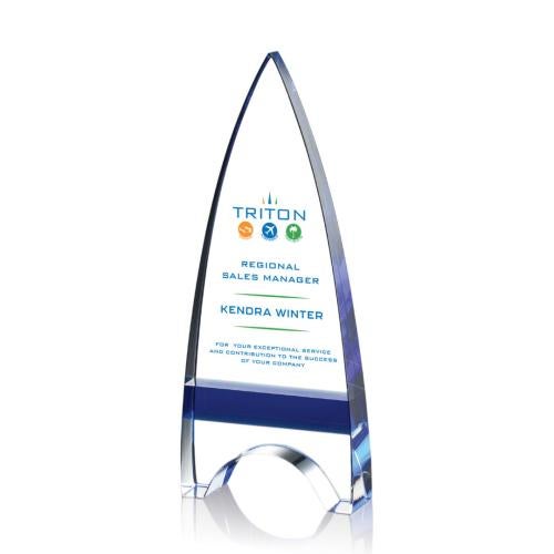Awards and Plaques - Crystal Trophies - Pearce Full Color Blue Peaks Crystal Trophy