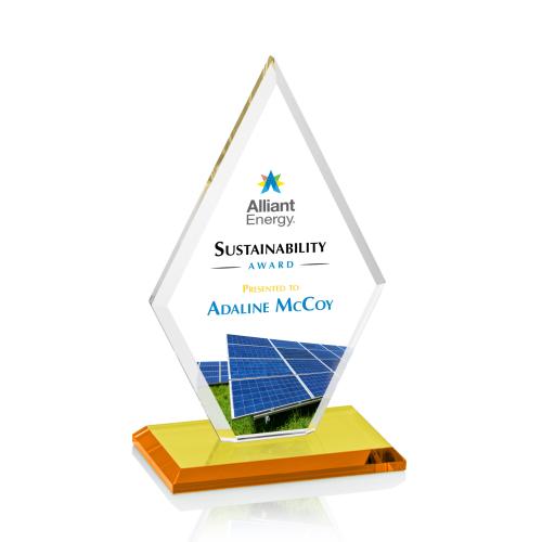 Awards and Plaques - Crystal Trophies - Spicer Full Color Amber Crystal Trophy