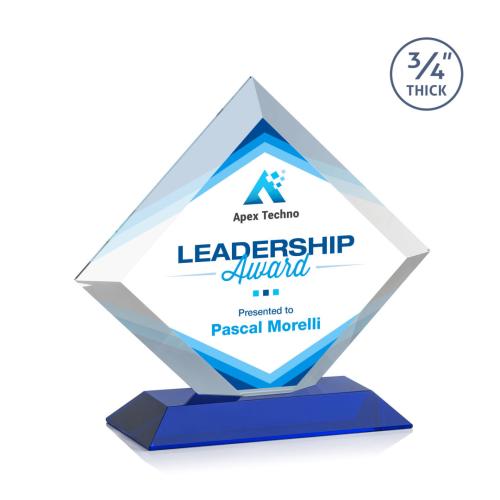 Awards and Plaques - Crystal Trophies - Carlson Full Color Blue Crystal Trophy
