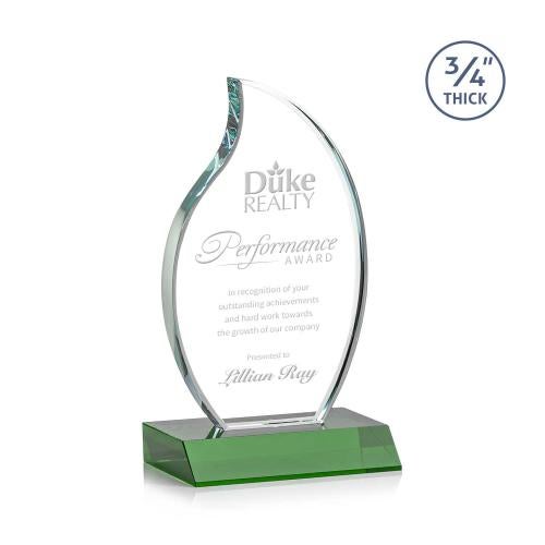 Awards and Plaques - Crystal Trophies - Summers Green Flame Crystal Trophy