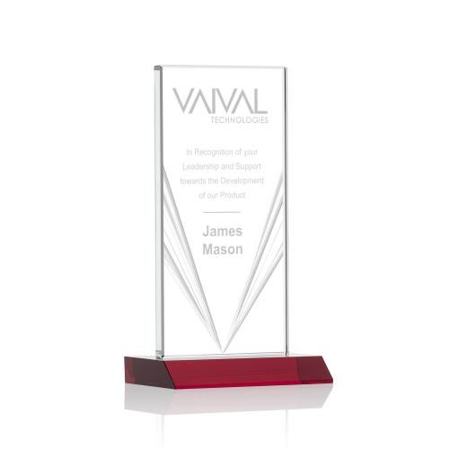 Awards and Plaques - Crystal Trophies - Henley Liquid&trade; Red Rectangle Crystal Trophy