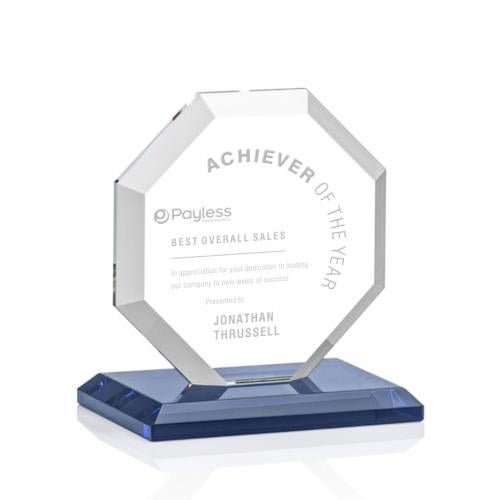 Awards and Plaques - Crystal Trophies - Elder Blue Polygon Crystal Trophy