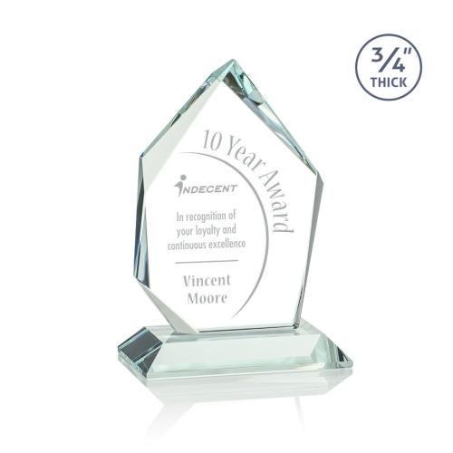 Awards and Plaques - Glass Trophies - Boone Ice Peak Jade Peaks Glass Trophy