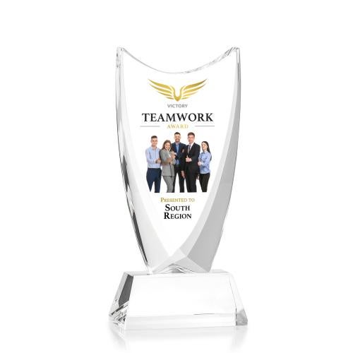 Awards and Plaques - Crystal Trophies - Singleton Full Color Clear Peaks Crystal Trophy