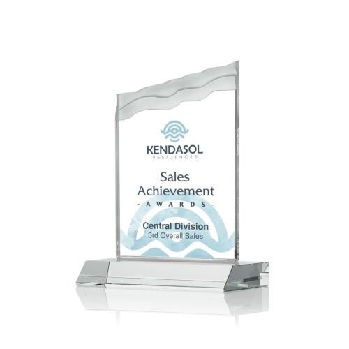 Awards and Plaques - Custom Trophies - Bowden Full Color Clear Peaks Crystal Trophy