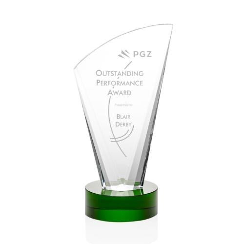 Awards and Plaques - Crystal Trophies - Bunch Green Peaks Crystal Trophy