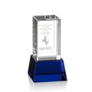 Small on Base Blue Towers Crystal Trophy