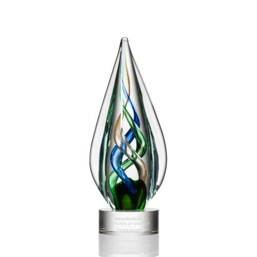 Awards and Plaques - Glass Trophies - Art Glass Trophies - Nieto Clear Tear Drop Glass Trophy