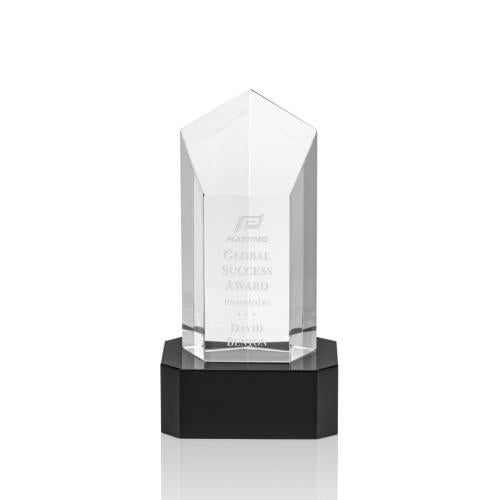 Awards and Plaques - Crystal Trophies - McFadden on Base Black Towers Crystal Trophy