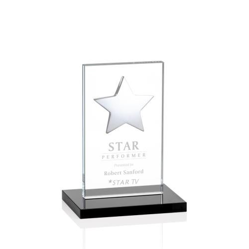 Awards and Plaques - Crystal Trophies - Zuniga Star Black/Silver Rectangle Crystal Trophy