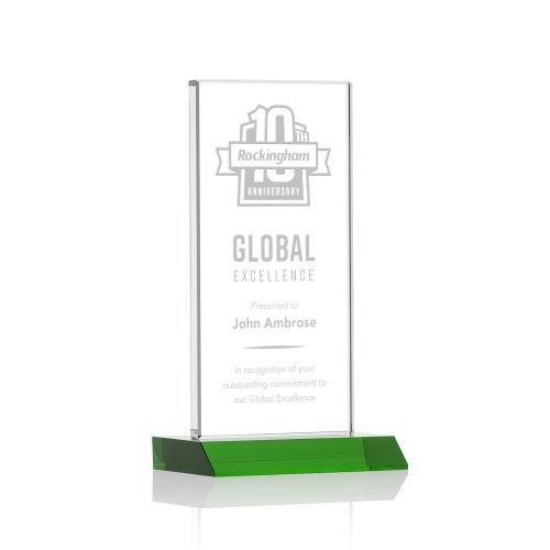 Awards and Plaques - Crystal Trophies - Stanley Green Rectangle Crystal Trophy