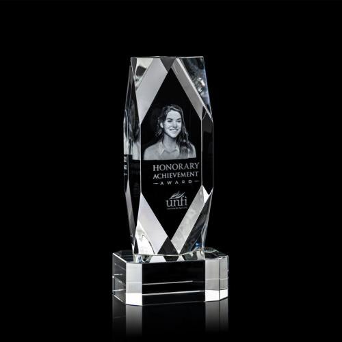 Awards and Plaques - Crystal Trophies - Atkinson 3D on Base Clear Towers Crystal Trophy