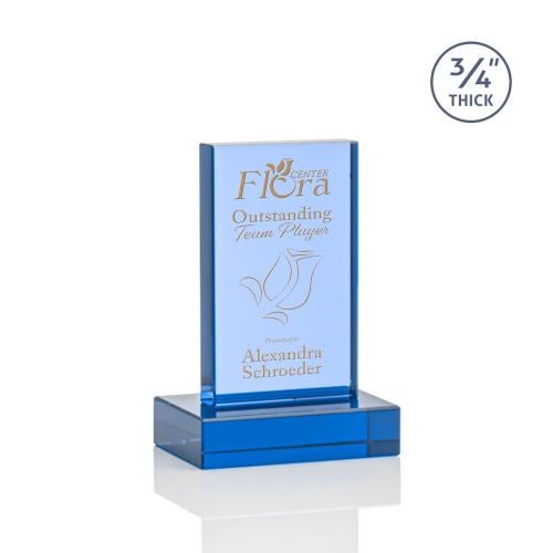 Awards and Plaques - Crystal Trophies - Cartwright Sky Blue Rectangle Crystal Trophy