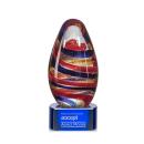 Stallings on Half Round Base Blue Tear Drop Glass Trophy