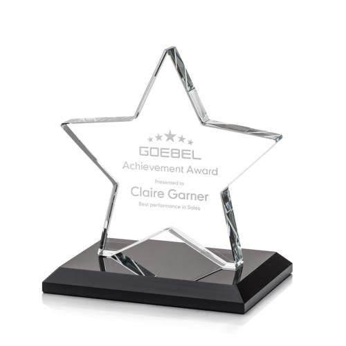 Awards and Plaques - Crystal Trophies - Gamboa Star Black Crystal Trophy