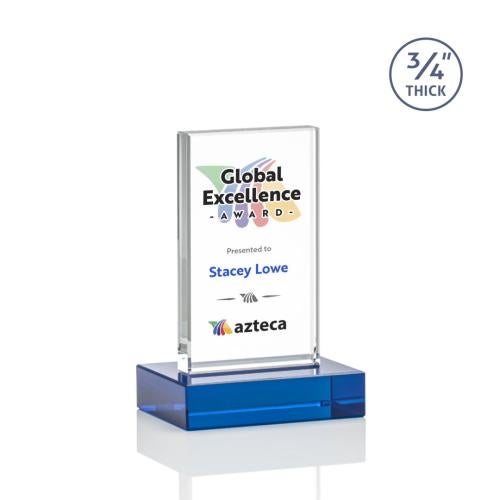 Awards and Plaques - Crystal Trophies - Barlow Full Color Blue Rectangle Crystal Trophy