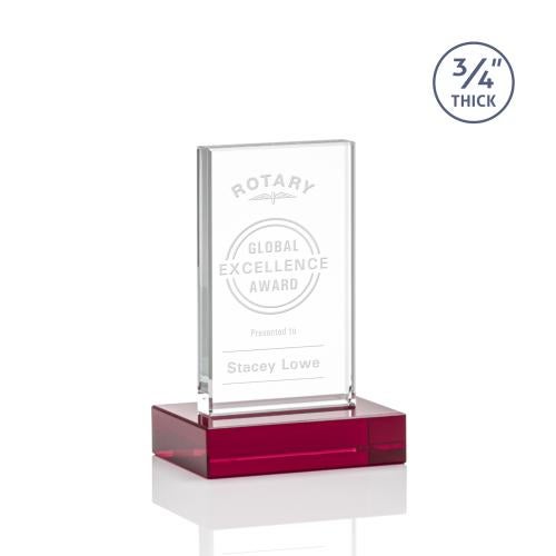 Awards and Plaques - Crystal Trophies - Barlow Red Rectangle Crystal Trophy