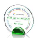 Kenney Full Color Green Circle Crystal Trophy