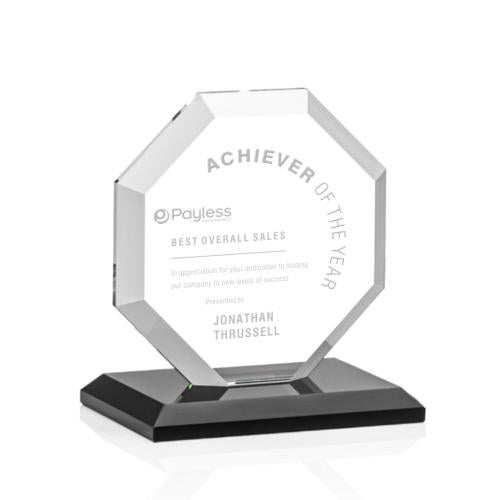 Awards and Plaques - Crystal Trophies - Elder Black Polygon Crystal Trophy